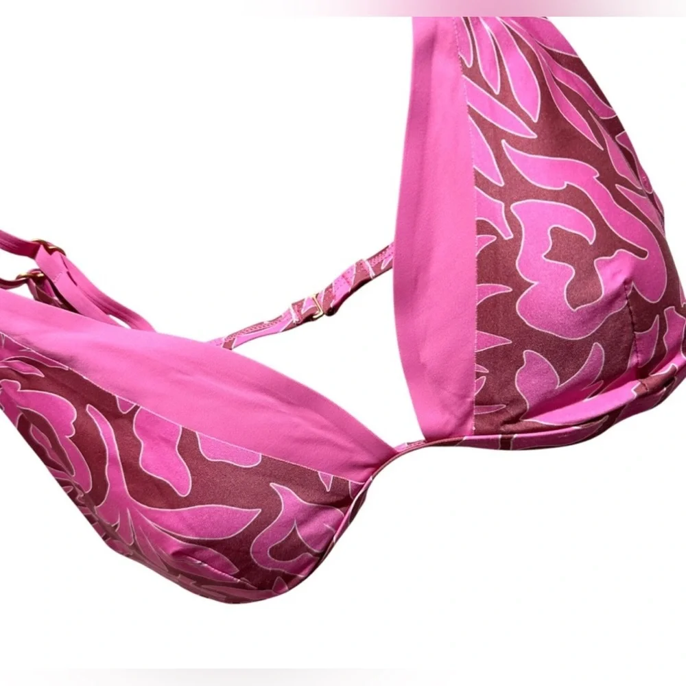 L*SPACE Womens Size S Tiki Tiki Pink Print Finneas Triangle Bikini Top NWT